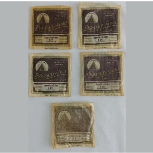 NOS 5 Pyramid-Gold Chrome Steel Hawaiian Guitar - Picture 5 of 7